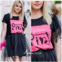 Тениска Pink с тюл на ръкава